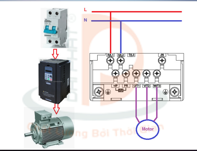 đấu biến tần 1 pha